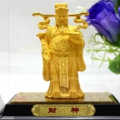 千足鑄金財(cái)神金銀擺件，絨沙金純金財(cái)神像擺件定制