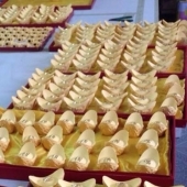 黃金元寶定制，純金元寶定做，制作千足金金元寶