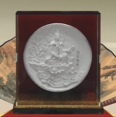 觀(guān)音賜福銀質(zhì)紀(jì)念盤(pán)制作、制做純銀銀盤(pán)