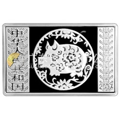 2007中國丁亥（豬）年金銀紀(jì)念幣5盎司長方形銀質(zhì)紀(jì)念幣