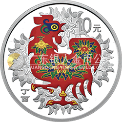 2017中國丁酉（雞）年金銀紀念幣30克圓形銀質(zhì)彩色紀念幣