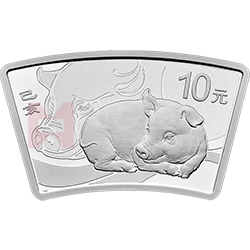 2019中國(guó)己亥（豬）年金銀紀(jì)念幣30克扇形銀質(zhì)紀(jì)念幣